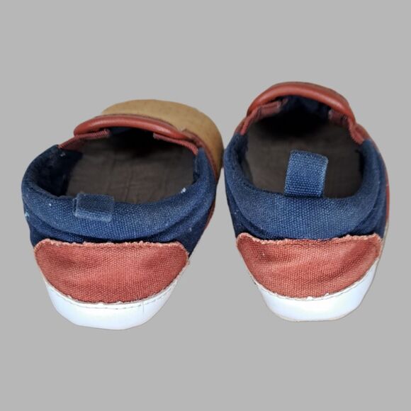 OshKosh B'Gosh Kids #OK02474 Baby Size 4 Slip On Soft Crib Shoe Tan + Blue - Picture 5 of 13